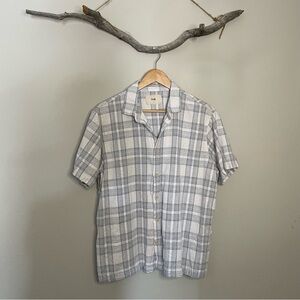 Folk Curtis Waffle Knit Linen Blend Short Sleeve Plaid Shirt